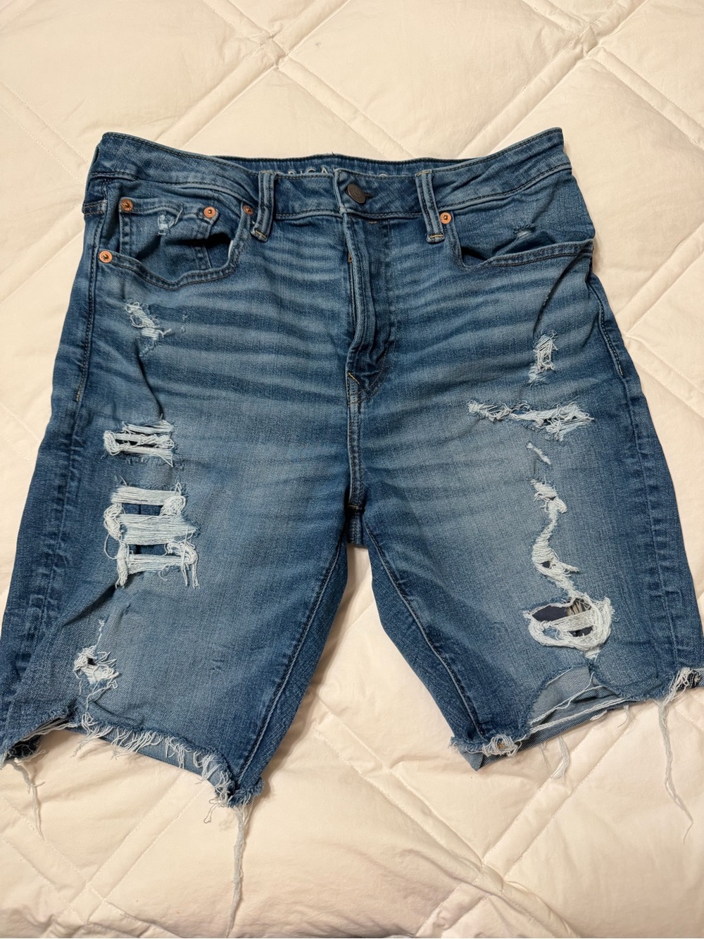 American Eagle Outfitters Distressed Blue Denim Jean Shorts